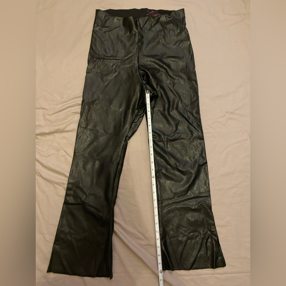 Commando Black faux leather flare pants in black color Size XL NWT